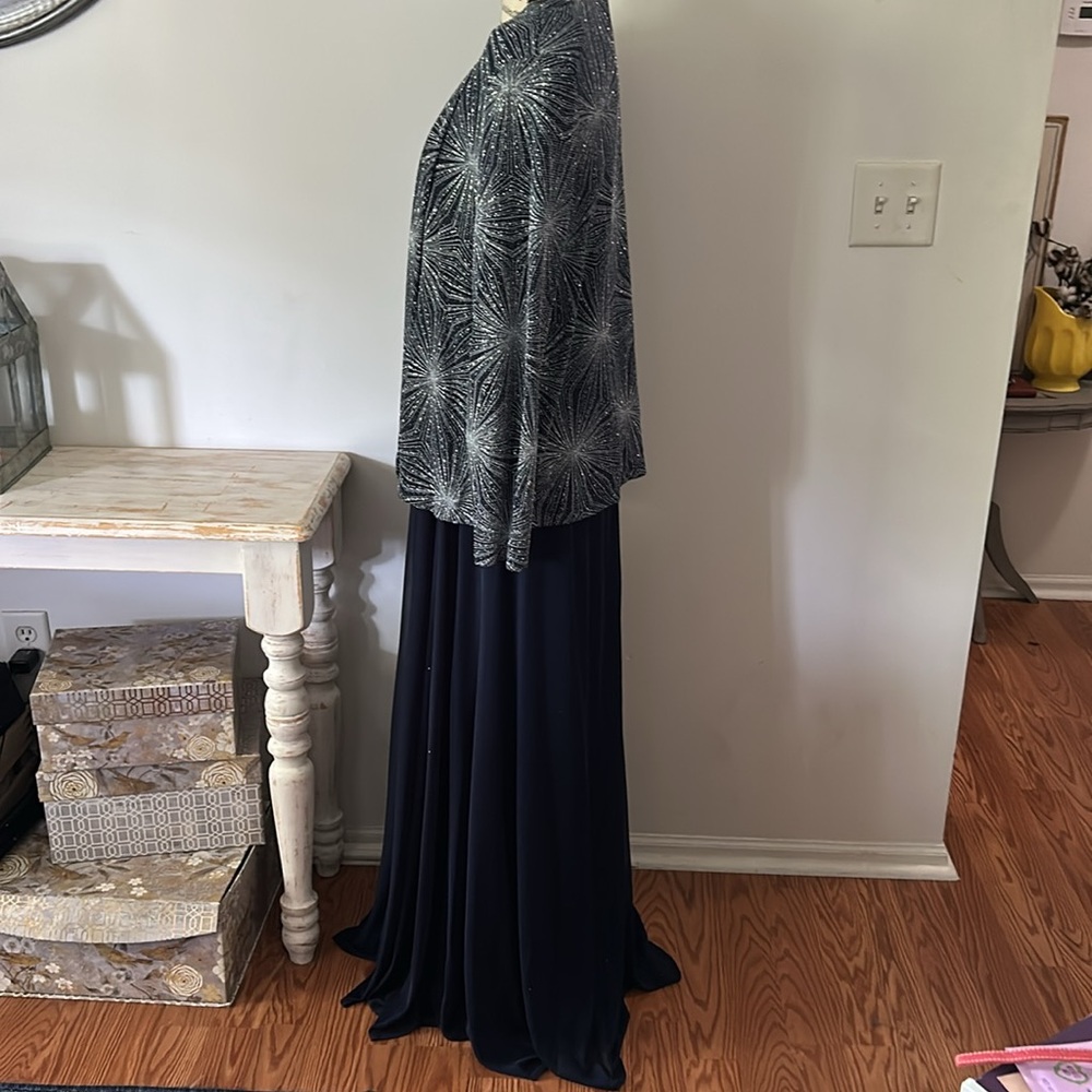 Cachet Metallic Burst Navy 2pc Dress Women's size 16 - Picture 5 of 9